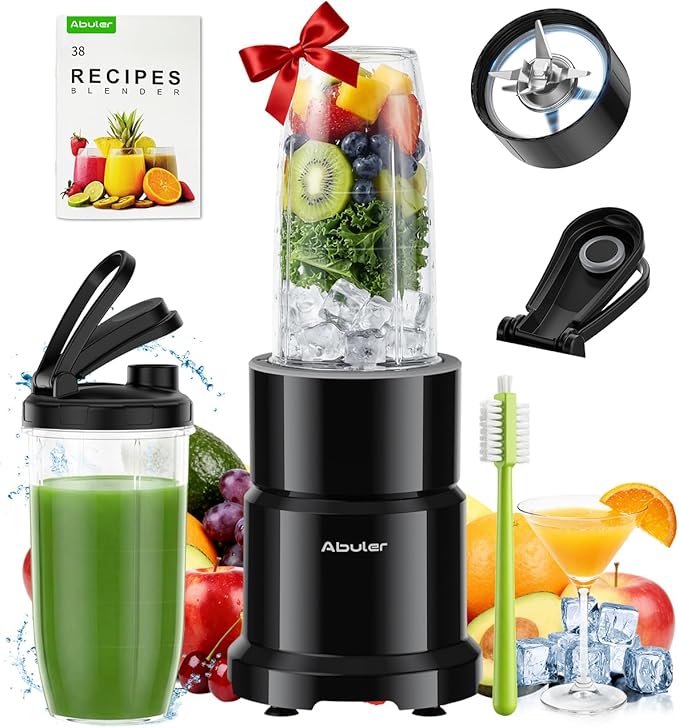 Blender for Smoothie, Abuler 1200W Personal Blender for Shake and Smoothies for Kitchen with 2 No-BPA 20oz Portable Cups, Single Serve Smoothies Maker Mixer for Juices, Nutritious Recipe