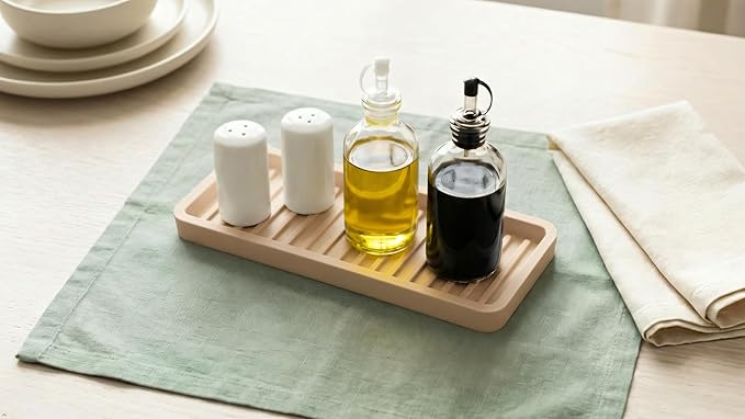 Silicone Sink and Surface Organizer Tray, Sponge Holder, Vanity Tray, Trivet, Heat Safe, Dishwasher Safe, for Bathroom and Kitchen Organization (Sand Dollar, 9"x3.5")
