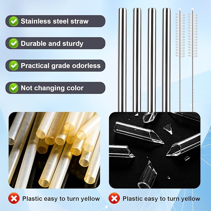 2Pcs Replacement Straw for Ninja BlendBOSS Personal Smoothie Blender Cup, Reusable Glass Straws Compatible With Ninja BlendBOSS Travel Tumbler (Grey)