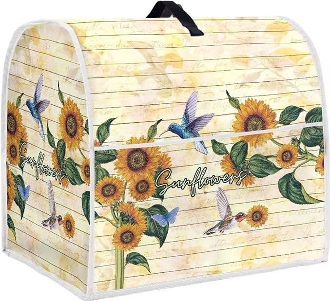 Sunflower Hummingbird Mixer Cover | Portable Dust Protector with Handle & Pockets | 4.5-5 Quart Kitchen Appliance Protector for Home Decor
