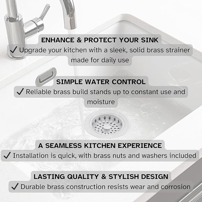 Westbrass D214-50 3-1/2" Post Style Large Kitchen Sink Basket Strainer, Powder Coat White