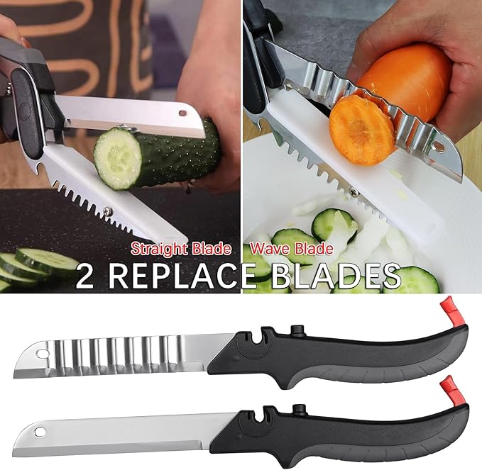 Vegetable Slicer Cutter Kitchen Cutting Board Scissors Knife Comb for Food,Veggie,Fruit,Meat,Salad,Carrot,Potato,Tomato,Melons,Easy Use and Dishwasher Safe Tomato Knife