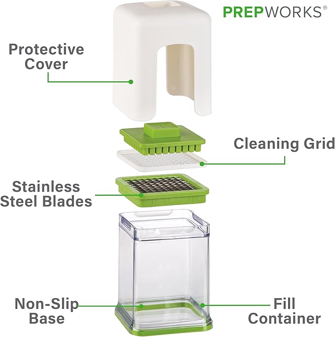 PrepWorks Tower Fry Cutter – Heavy-Duty Potato Cutter for Perfect Fries, Easy-to-Use, Stainless Steel Blades, BPA-Free