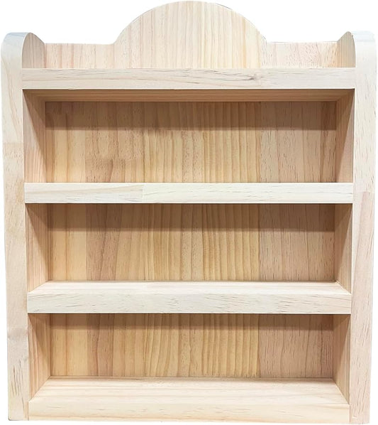 Wood Rack Shelf for Lenox Village Spice Jars 4-Tier Wall Mount Spice Rack for 24 Jars, No Assembly Required Display Organizer for Collectible Mini Spice Houses