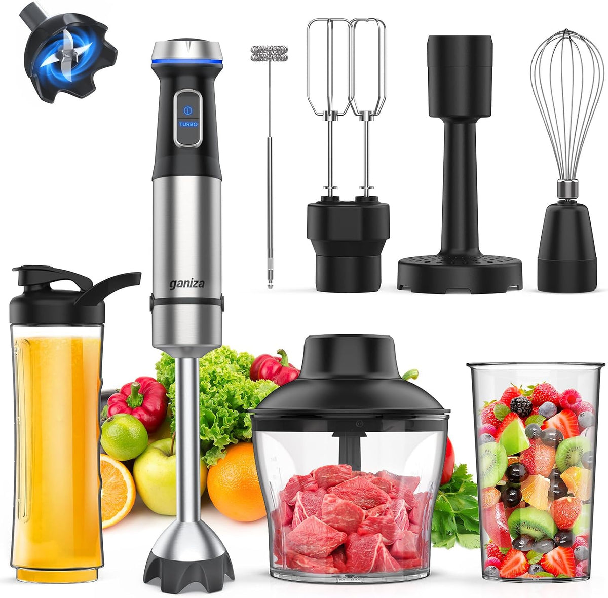 Immersion Blender Handheld Corded 8 in 1 Hand Blender Max 1000W