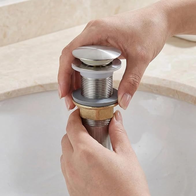Bathroom Sink Drain, Drain Stopper Bathroom Sink with Overflow, Assembly with Detachable Strainer Basket, Built in Anti Clogging Pop Up Drain Strainer, Stainless Steel Polishing 1Pcs