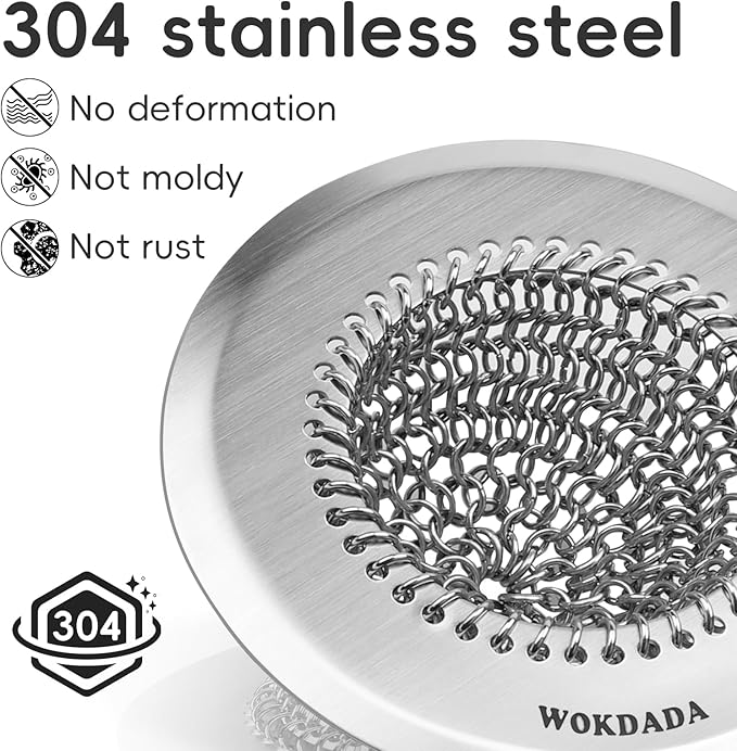 Wokdada Sink Drain Strainer, Reversible Easy Clean Mesh Sink Strainer with 304 Stainless Steel,Revolutionary Anti-Rust Large Kitchen Sink Strainer Food Catcher for Garbage Disposal Without Clogging