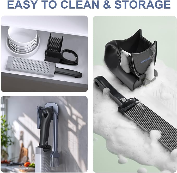 Manual Meat Slicer for Fresh Raw Meat (with Steady Grip), Meal Prep for the Week, Adjustable Thickness 2mm or 4mm, 17 Blades get 18 Fresh Meat Slicer, Meat Cleavers can be Sliced, Striped, Diced -Gray