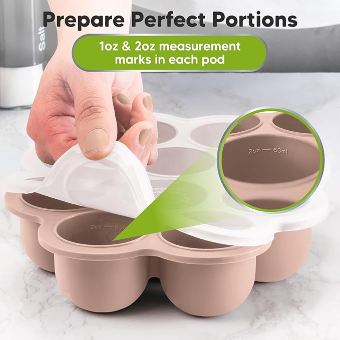 KeaBabies Silicone Food Freezer Trays with Lid, 2oz x 10 Pods Baby Food Storage Containers, Easy Puree Meal Prep, Breast Milk Silicone Freezer Molds, Dishwasher, Microwave Safe, BPA-Free Tray (Dusk)
