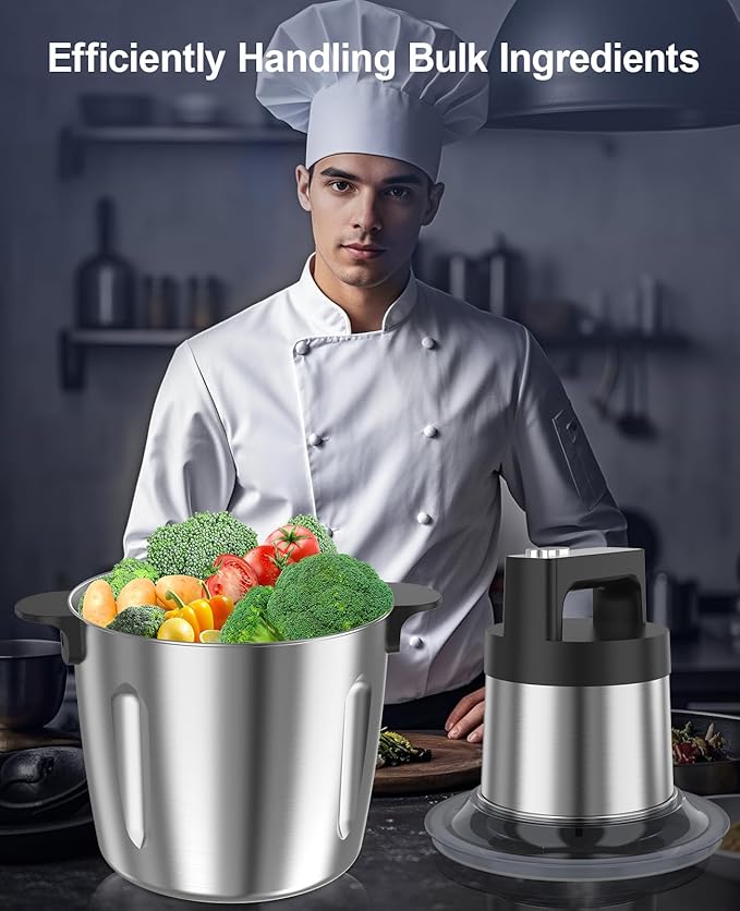 1500W Food Processor, 24 Cup Electric Food Chopper Meat Grinder with 2-Speed, Tri-Level 6 Blades, Stainless Steel Bowl For Vegetable, Nuts, Onion, Garlic, Baby Food & Family Use
