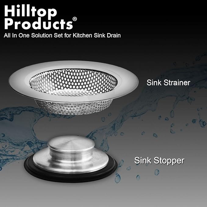 2PCS - Kitchen Sink Drain Strainer and Anti-Clogging Stopper Drainer Set for Standard 3-1/2 Inch