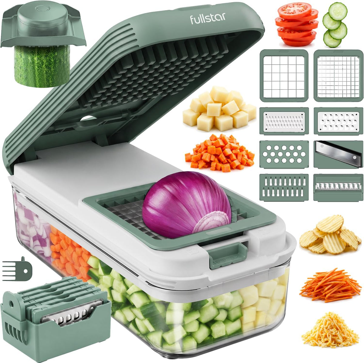 Essential Vegetable Chopper & Mandoline Slicer 8-in-1 Kitchen Tool