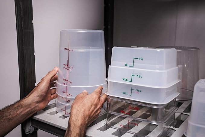 Cambro Food Storage Containers with Lids (BPA-Free) - 4 Quart - Food Grade Buckets with Lids (4 Pack) - For Dough Proofing and Brining (Translucent)