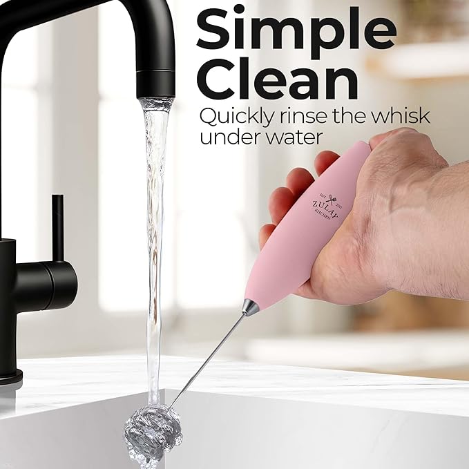 Zulay Kitchen Powerful Milk Frother Wand With Duracell Batteries - Ultra Fast Handheld Drink Mixer - Electric Whisk Foam Maker for Coffee, Lattes, Cappuccino & Matcha - Triple Whisk - Mint Candy