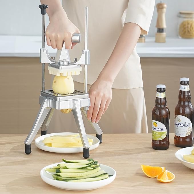 Happybuy Commercial Vegetable Fruit Chopper 1/4" Blade Heavy Duty Professional Food Dicer Kattex French Fry Cutter Onion Slicer Stainless Steel for Tomato Peppers Potato Mushroom