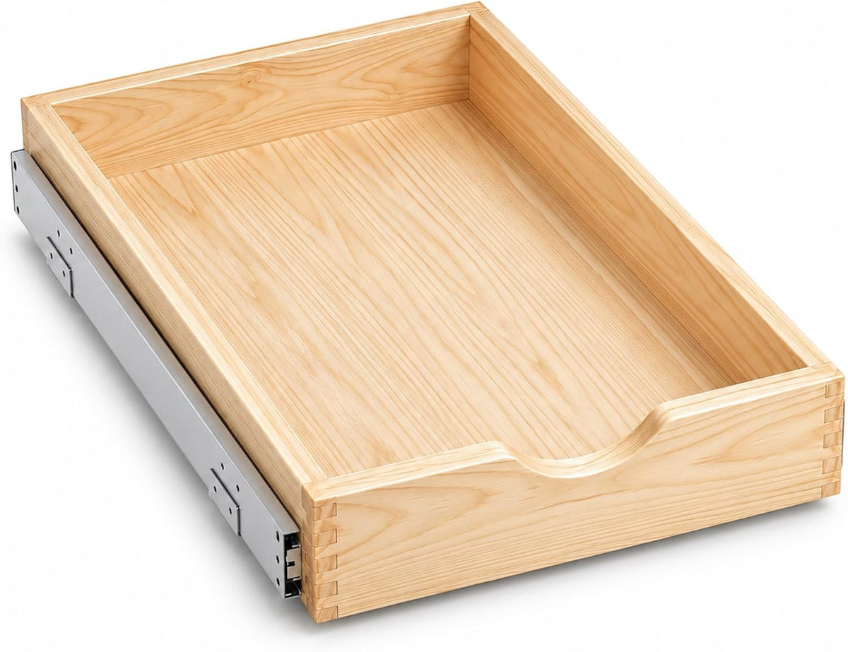 Wooden Pull Out Cabinet Organizer, 21'' Deep Slide Out Drawer