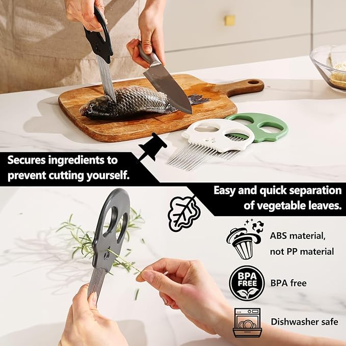 Stainless Steel Onion Cutter & Egg Slicer – Multi-Function Vegetable Cutter and Herb Stripper for Avocados, Tomatoes, and Potatoes (Green)