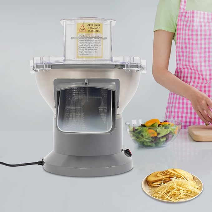 4-In-1 Electric Vegetable Chopper 200W Multifunctional Vegetable Fruit Processor with Dicing, Slicing, Shredding, and Striping Function, Vegetable Slicer, Automatic Cutter for Commercial and Home Use