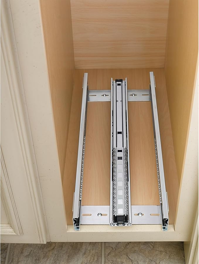 Rev-A-Shelf Maple Pullout Organizer for Full Height Base Cabinets, Full Extension Slides & Adjustable Shelves, Min Opening Width of 5.5", 448-BC-5C