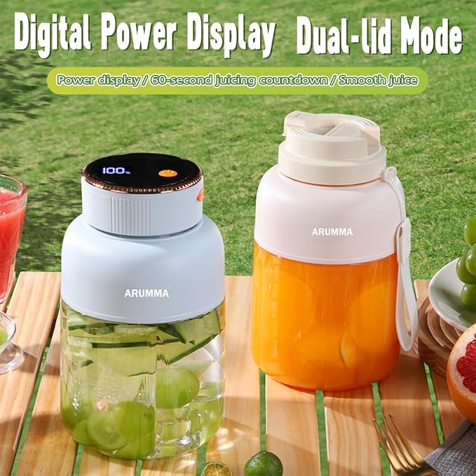 Portable Smoothie Blender for Smoothies & Shakes with Screen USB Changing Powerful Blades Blending 47oz 1350ML Cordless Portable Juice Cup Blender for Small Ice Fruit Crush Kitchen Gym Outdoor