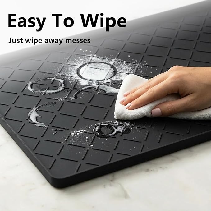 Mateeylife Under Sink Mats for Kitchen Waterproof 34"X22", Undersink Protectors，Silicone Mat Cabinet Liner, Under Sink Organizer for Bathroom and Kitchen，Boot Tray Pet Food Mat, Classic Black