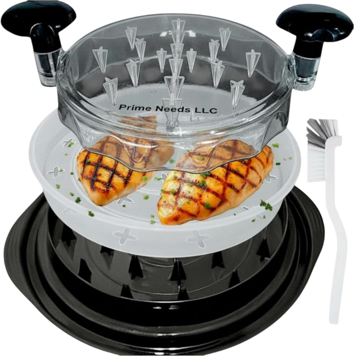 Chicken Shredder, Chicken Shredder Tool Twist, Meat Shredder, Large Chicken Breast Shredder, Heavy Duty BPA-Free Meat Shredder Tool with Removable Tray, Brush, Strong Non-Slip Base, Dishwasher Safe