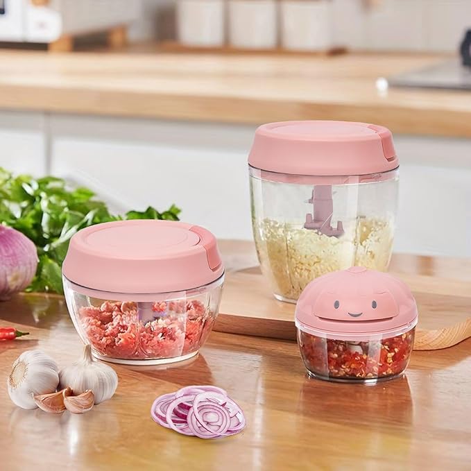 Manual Food Chopper Vegetable Cutter Onions Cutter Garlic Dicer Grinder Veggie Chopper with Container 900ML