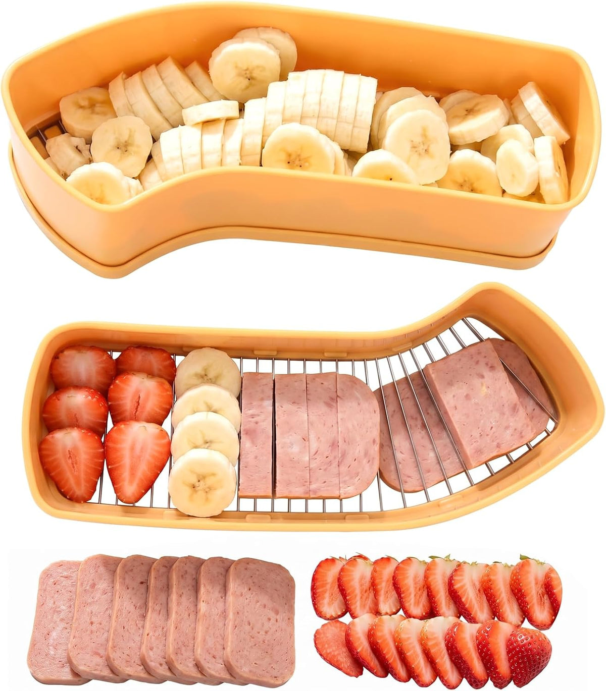 Extra Large One Press Banana Cutter, Multi Fruit & Egg Slicer