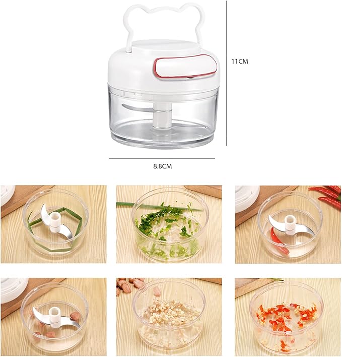 Manual Food Chopper for Vegetable Fruits Nuts Onions Garlic Ginger Chili Spice Herbs, Mini Chopper Hand Pull Mincer Blender Mixer Food Processor, Hand Pull String Portable Choppers Cutter with Handle