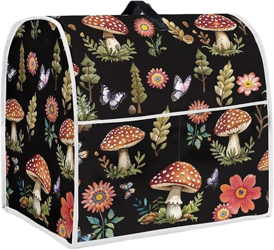 Daisy Mushroom Butterfly Stand Mixer Cover Anti Fingerprint Kitchen Appliance Covers with Top Handle & Storage Pocket Easy-Clean Oil-Resistant Dust Protector for 4.5-5 Quart Mixers