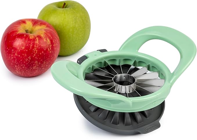 PrepWorks by Progressive Dishwasher Safe 16-Slice Thin Apple Slicer and Corer with Attached Safety Cover (Pistachio)