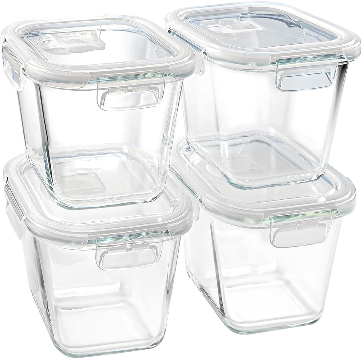 Borosilicate Glass Soup Containers with Lids, 4 Cup/32 oz, 4 Pack