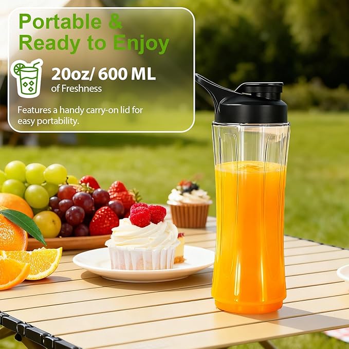 2026 Upgrade 600 ML Smoothie Blender,32,000 RPM Smoothie Blender, 10s Juicing, fro Ice Crushing & Milkshakes, BPA-Free, Detachable 6-Leaf. Portable Shaker Cups fro Protein Shakes