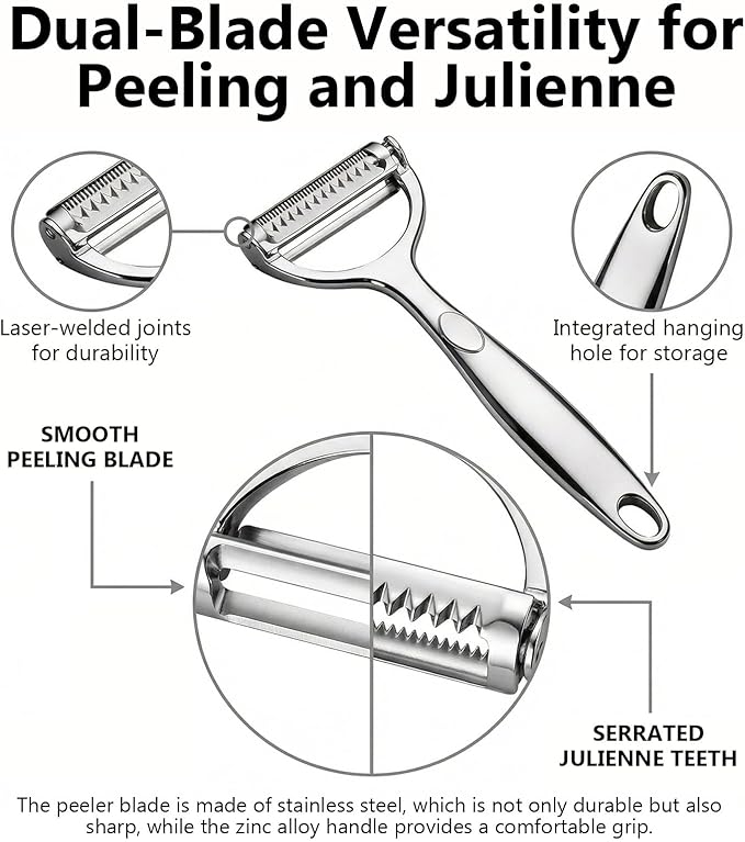 Peeler for Vegetable Multifunction Vegetable Peeler Julienne Peeler for Kitchen Double-Sided Blade Vegetable Julienne Cutter and Fruit Slicer