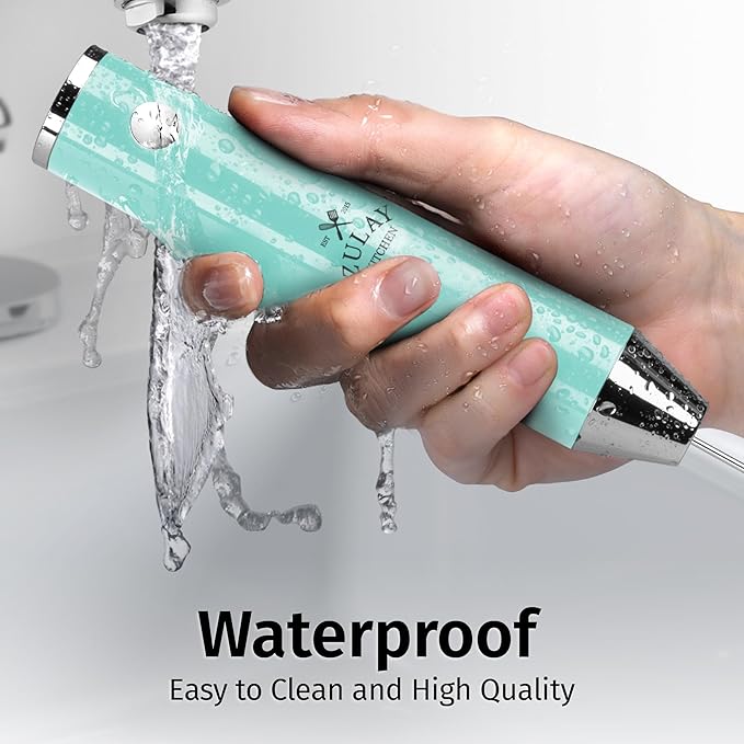 Zulay Kitchen Rechargeable Milk Frother Handheld - Frother Wand, Drink Mixer, Electric Whisk Frother, for Cappuccinos, Matcha & Protein Powder - Lux 4 Whisk 2 Speed Waterproof 2000mAh Sky Blue