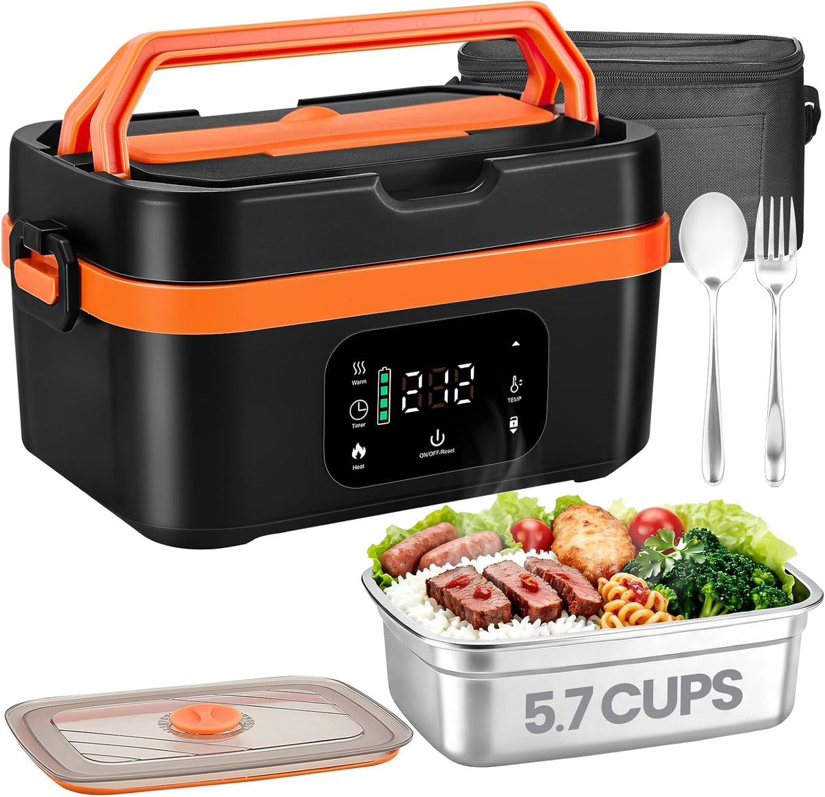 Portable Cordless Heated Lunch Box, 30000mAh, 5.7-Cup Food Warmer