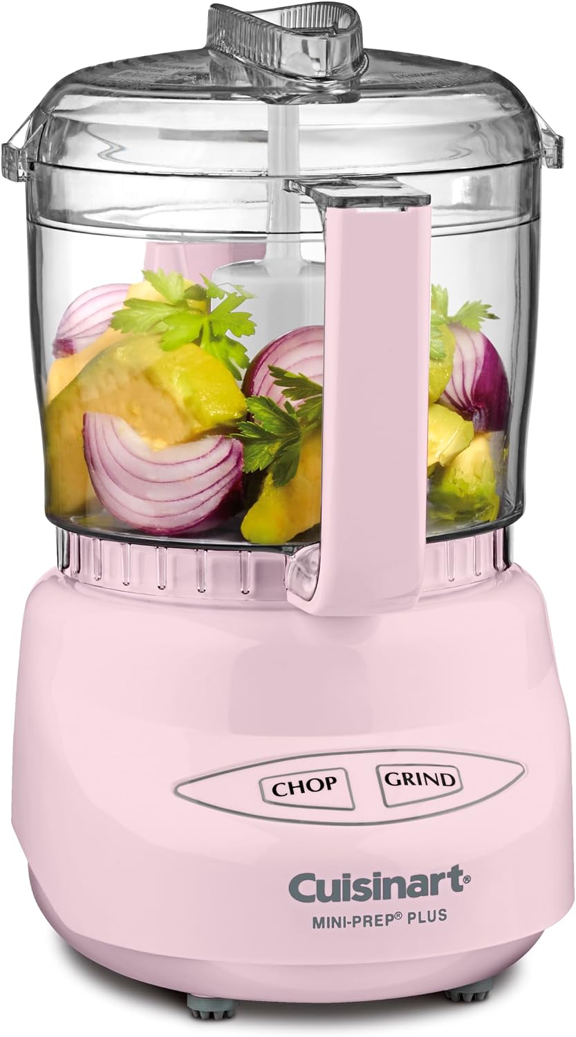 Mini-Prep Plus Food Processor, 3-cup Mini Food Processor to Chop Herbs, Vegetables, and Hard Cheese, 3-cup Work Bowl, Reversible Stainless Steel Blade, DLC-2APK, Pink