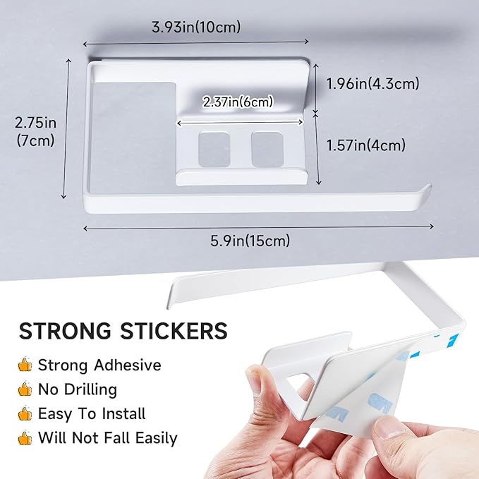Sponge Holder for Kitchen Sink, Adhesive Dishcloth Holder, Dish Sponge Kitchen Sink Caddy 2 in 1, Metal Dishcloth Racks Sink for Dishcloths, Sponges, Brushes and Glove (White)