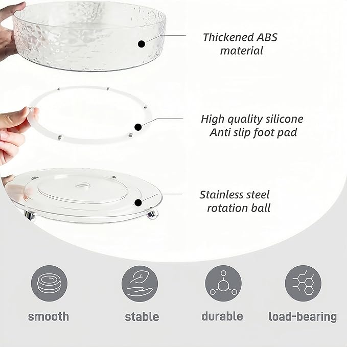 Premium Lazy Susan Organizer,9 inch Turntable Organizer for Bathroom, Kitchen, Vanity, Countertop, Table Top, Cabinet, Pantry and Frige, Perfume, Skin Care, Makeup, Spice Organizer, 360° Rotating
