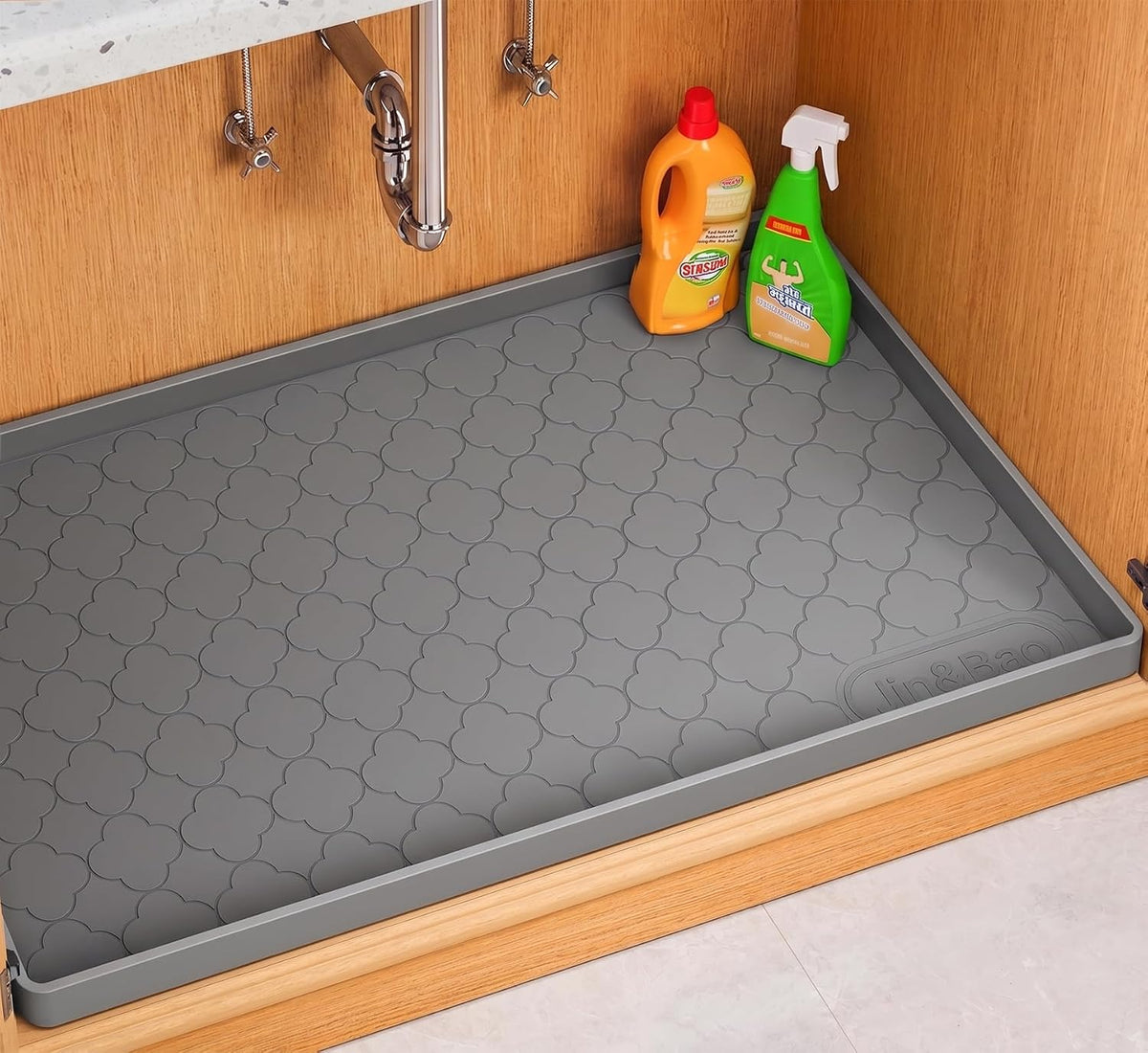 Under Sink Mat 31" x 22" Waterproof Silicone Cabinet Kitchen Liner