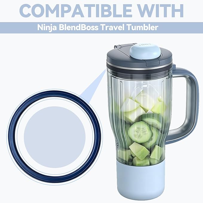 2 PCS Replacement Seal for Ninja BlendBOSS Personal Smoothie Tumbler, Food-Grade Silicone Gasket, Leak-Proof & Durable, Compatible with Ninja Blend BOSS Tumbler (Slate-Blue)