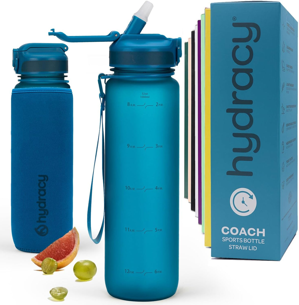 Motivational Water Bottle with Time Marker and Straw Lid 32 oz