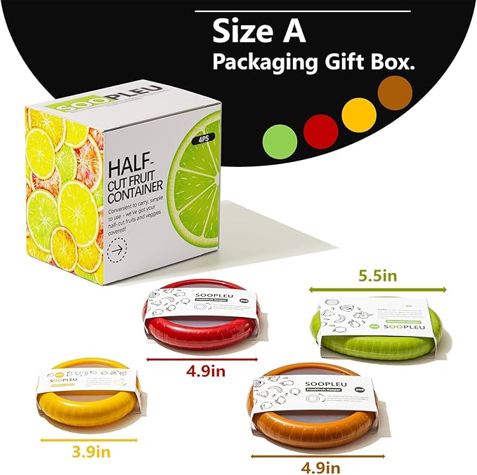 SOOPLEU Avocado Saver and Tomato Holder - Set of 4 Reusable Storage Containers for Fridge - Ideal for Garlic, Onions, Lemons, and Potatoes