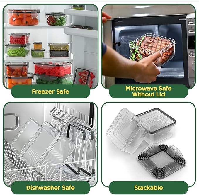 RockBerry 66 Pcs Large Food Storage Containers with Lids Airtight-Total 19075ML (33Containers,33Lids) Stackable Kitchen Bowls Set, 2500ML to Small Box-BPA Free Leak proof Plastic Boxes-Microwave safe