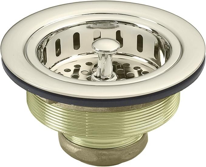 Westbrass D214-05 3-1/2" Post Style Large Kitchen Sink Basket Strainer, Polished Nickel