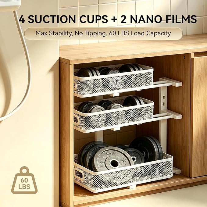 2 Pack 3 Tier Under Sink Organizer, Height Adjustable Heavy Duty Metal Under Cabinet Drawer Pull Out Shelf with Smooth Silent Sliding Design, Organizer and Storage Rack for Kitchen, Bathroom, White