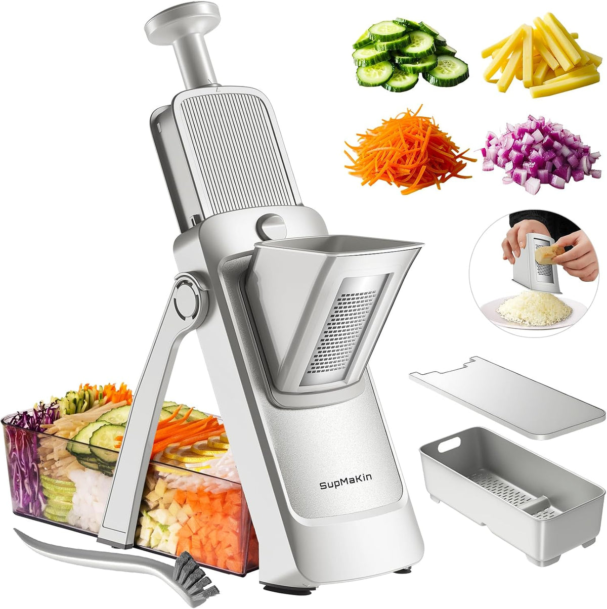 Safe Mandoline Slicer, 8 in 1 Vegetables Slicer and Chopper