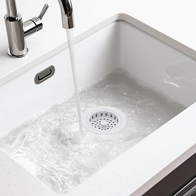 Westbrass D214-50 3-1/2" Post Style Large Kitchen Sink Basket Strainer, Powder Coat White