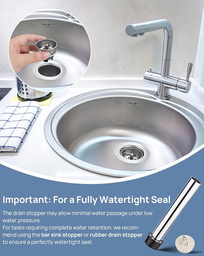 (2 Pack) Sepaitek 2" Stainless Steel RV Sink Drain Strainer Basket, Prep Bar Sink Drain Assembly, Small Drain Fits 2-Inch Openings