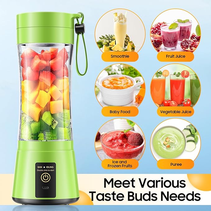 Personal Size Cordless Portable Blender - BAP Free Blender Make Smoothies & Shakes, 12 Oz Juice Cup with 6 Blades, Quickly Squeezed in Office/Picnic/Sports/Home